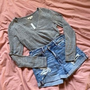 Madewell Gray Cotton Bodysuit